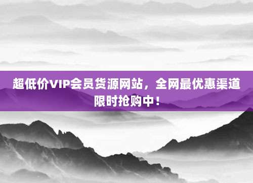 超低价VIP会员货源网站，全网最优惠渠道限时抢购中！