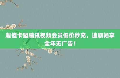 超值卡盟腾讯视频会员低价秒充,追剧畅享全年无广告!
