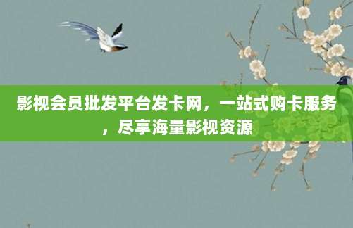 影视会员批发平台发卡网,一站式购卡服务,尽享海量影视资源