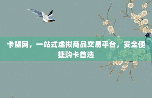 卡盟网,一站式虚拟商品交易平台,安全便捷购卡首选