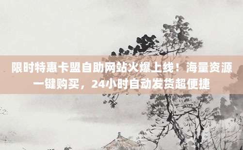限时特惠卡盟自助网站火爆上线!海量资源一键购买,24小时自动发货超便捷