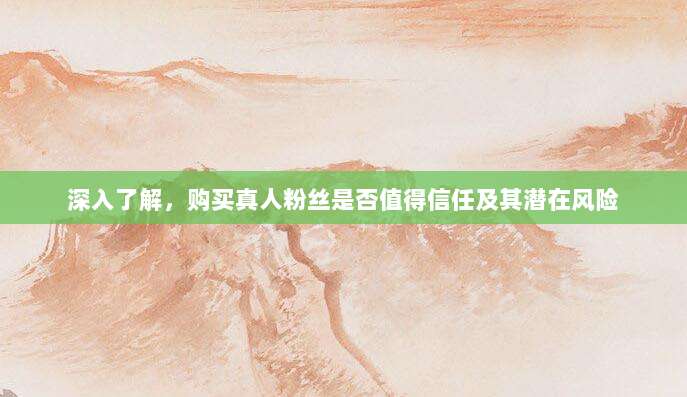 深入了解,购买真人粉丝是否值得信任及其潜在风险