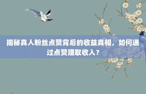 揭秘真人粉丝点赞背后的收益真相，如何通过点赞赚取收入？