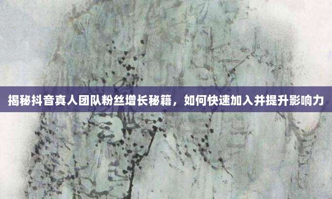 揭秘抖音真人团队粉丝增长秘籍,如何快速加入并提升影响力