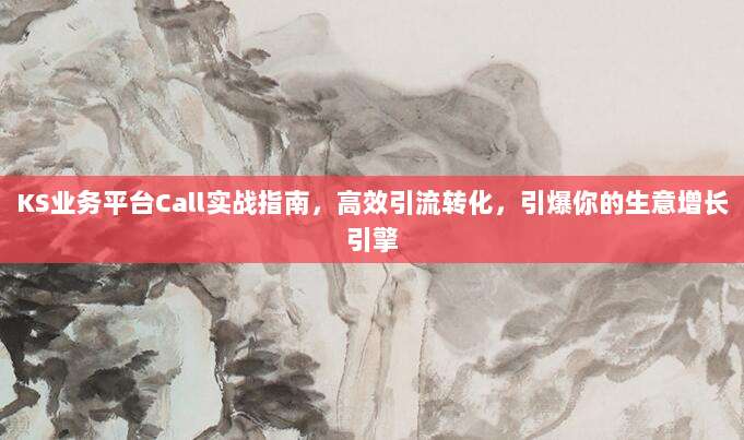 KS业务平台Call实战指南,高效引流转化,引爆你的生意增长引擎