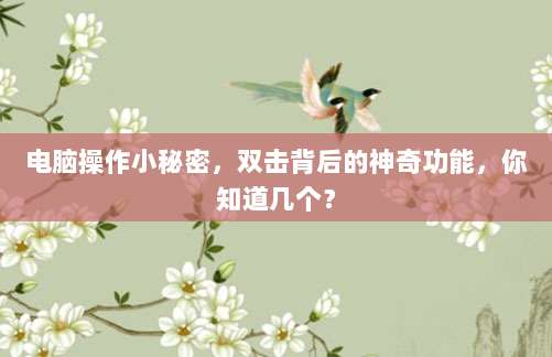 电脑操作小秘密,双击背后的神奇功能,你知道几个?