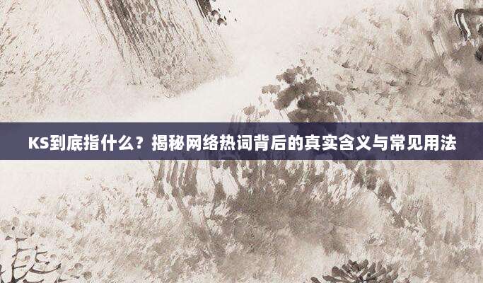 KS到底指什么?揭秘网络热词背后的真实含义与常见用法