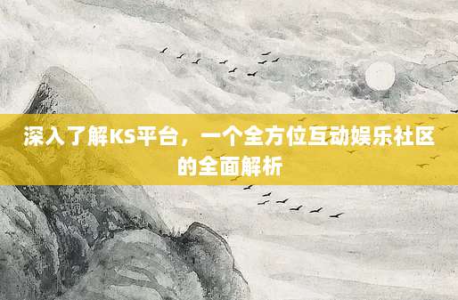 深入了解KS平台,一个全方位互动娱乐社区的全面解析