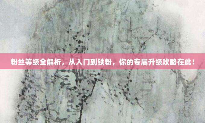 粉丝等级全解析,从入门到铁粉,你的专属升级攻略在此!