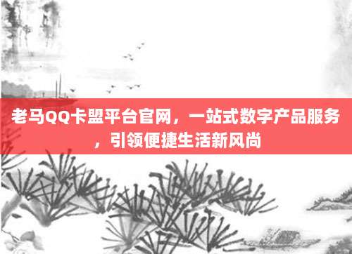 老马QQ卡盟平台官网,一站式数字产品服务,引领便捷生活新风尚