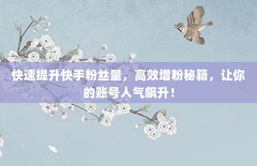 快速提升快手粉丝量,高效增粉秘籍,让你的账号人气飙升!