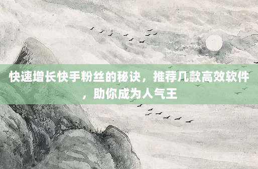 快速增长快手粉丝的秘诀,推荐几款高效软件,助你成为人气王