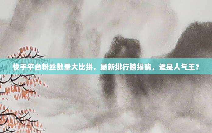 快手平台粉丝数量大比拼,最新排行榜揭晓,谁是人气王?