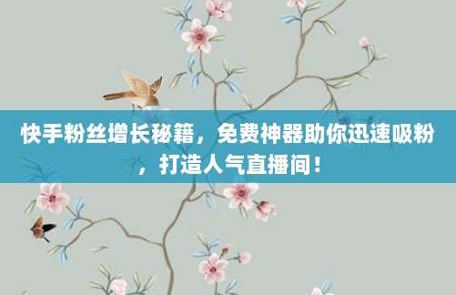 快手粉丝增长秘籍,免费神器助你迅速吸粉,打造人气直播间!