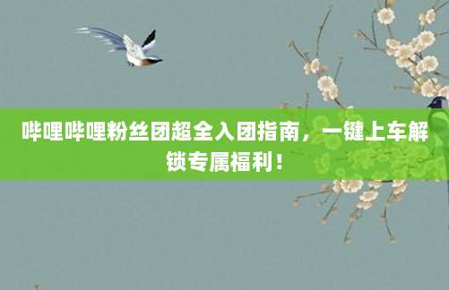 哔哩哔哩粉丝团超全入团指南,一键上车解锁专属福利!
