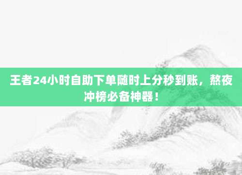 王者24小时自助下单随时上分秒到账，熬夜冲榜必备神器！